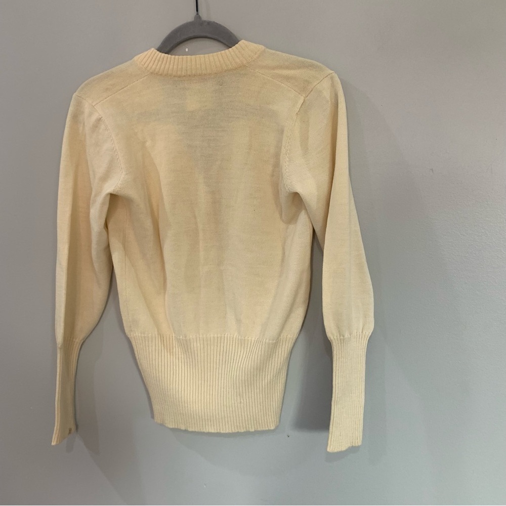 Yves Saint Laurent YSL Sweater Vintage Cardigan Button Down in Pale Yellow - Picture 5 of 5